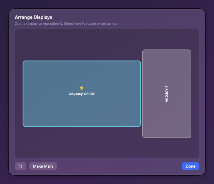Arrange Displays window