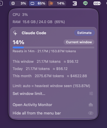 System Monitor details with Claude Code usage